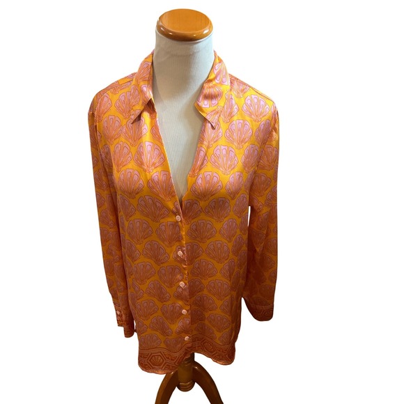 Show Me Your Mumu Seashell Print Button Down Pajama Shirt ONLY Size S - Picture 2 of 7